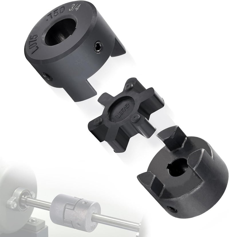Creative.C 1/2" to 3/4" L075 Flexible 3-Piece L-Jaw Coupling Coupler Set & Rubber Spider for Machine Tools/Steppers/Servo Systems/Motors/Guide Rails/Screw Rods and Spindle Transmissions Automation Equipment - Image 1
